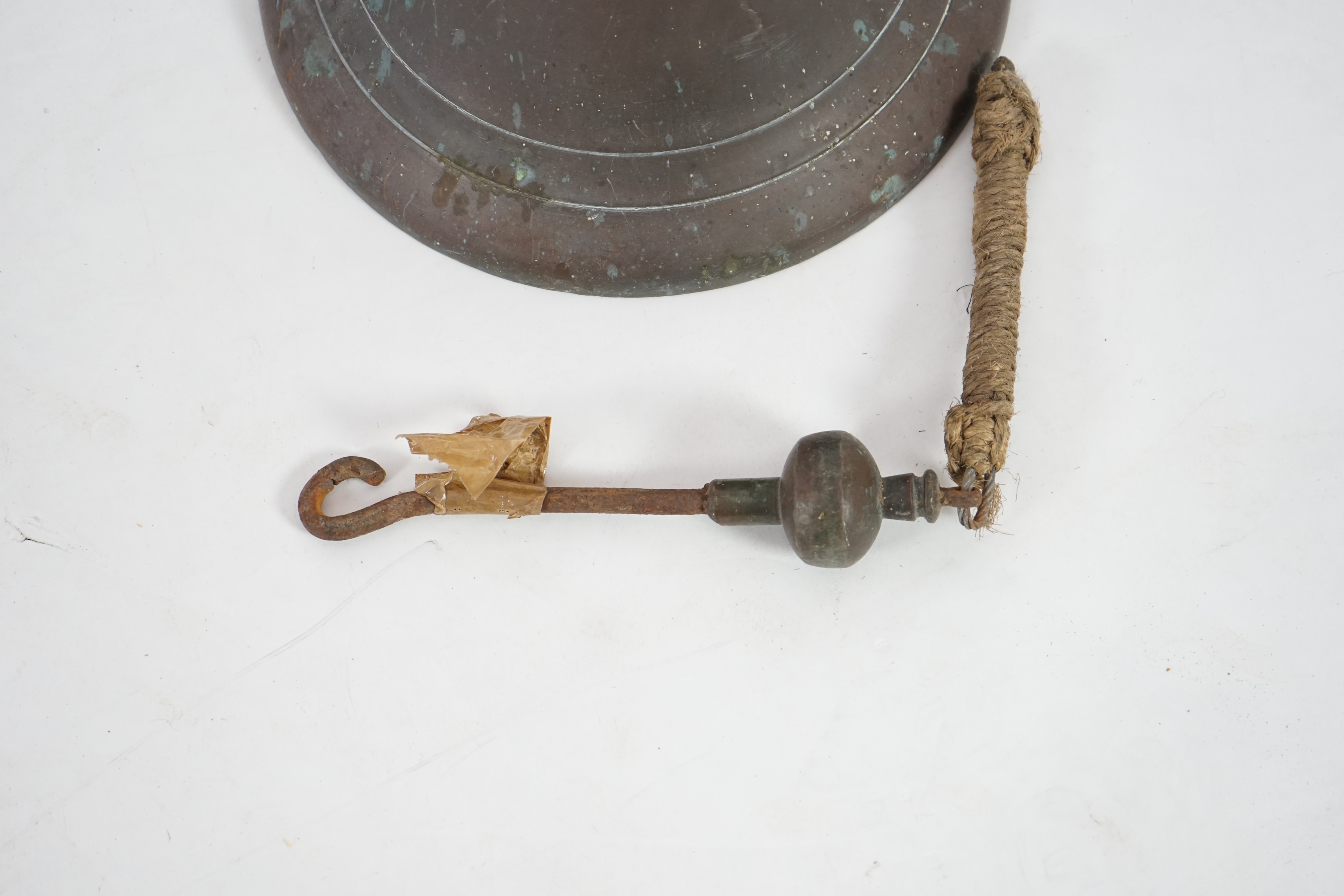 A bell-metal ship's bell with clanger, 31cm high, 30cm diameter